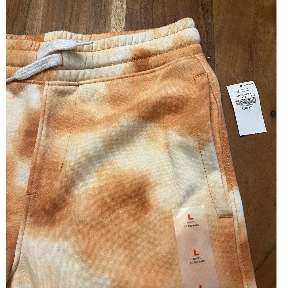 Old Navy Boys Fleece Jogger Shorts Orange Tie Dye Size L 10-12 NWT
